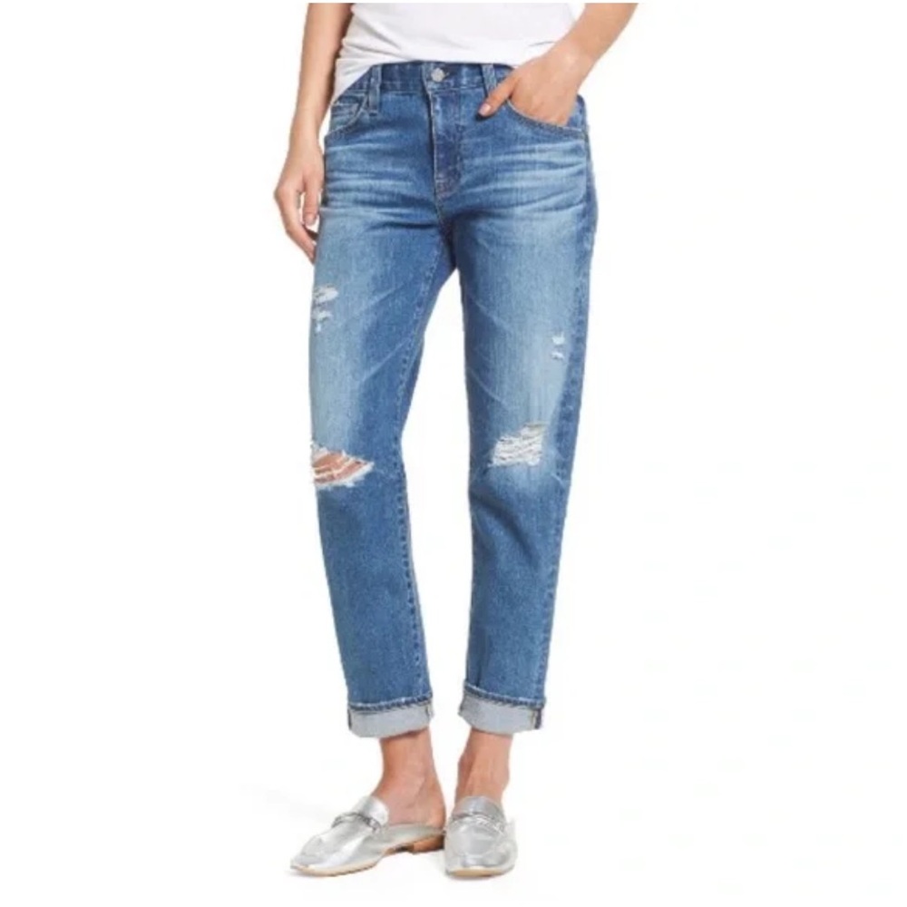 AG Ex Boyfriend Slouchy Slim Distressed Jeans Size 33